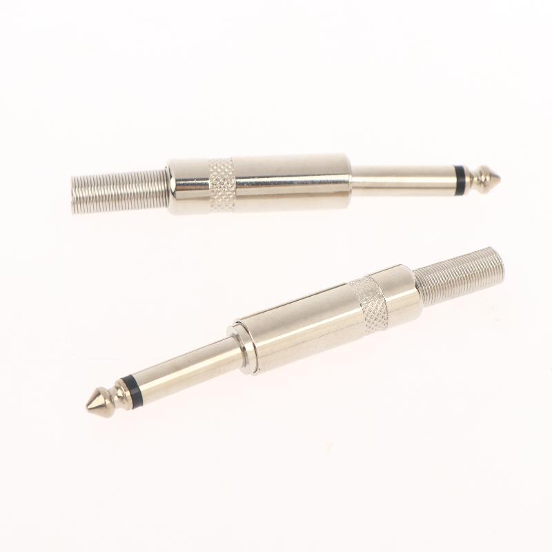 2Pcs 6.35Mm 2Pole Mono Amplifier Plug 6.35 Stereo Metal Microphone Jack Plug-In Audio Connector For Ktv