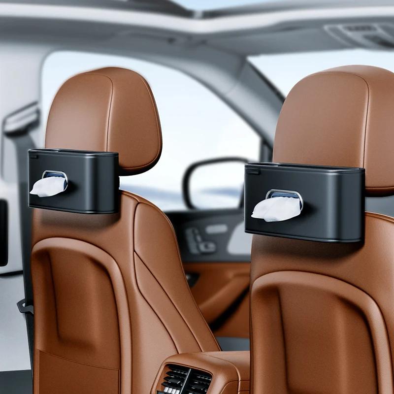 Car Tissue Box Cover Leather Universal Center Console Armrest Paper Towel Storage Bag Auto Seat Back Hanging Tissue Organizer