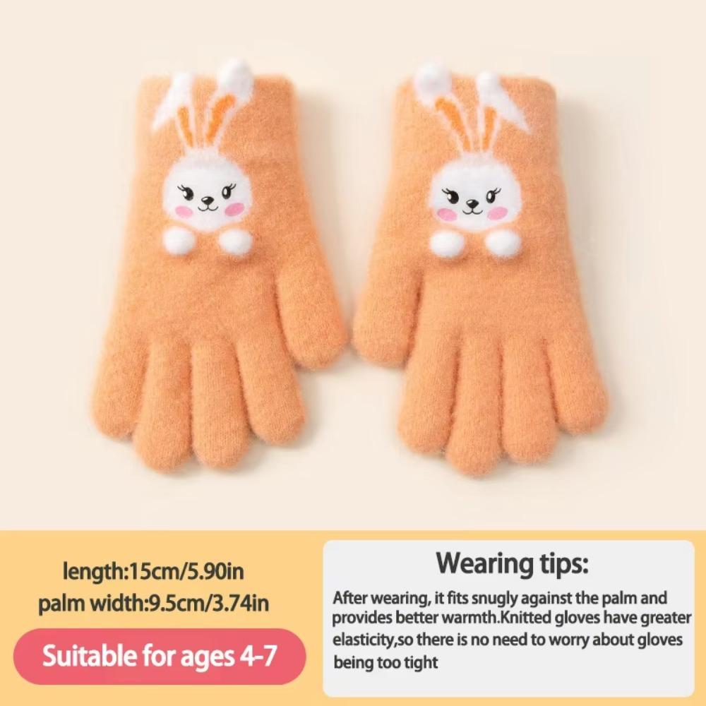 Thickened Rabbit Knitted Mittens Windproof Child Cold-Proof Gloves Winter Warm Gloves  Child