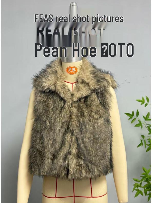 

European & American Women s ZA-Style Alternative Fashion Vest with Faux Fur Finish. Medium