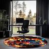 Fire Truck Printed Round Rug Carpet Chair Rug Area Rug Entryway Doormats,for Office Chair Living Room Bedroom Kitchen Room.