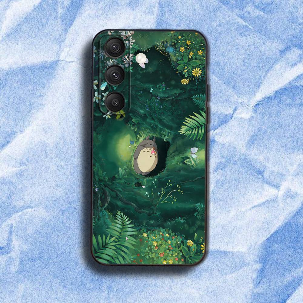 T-Totoro C-Cute Anime Phone Case For Samsung S 25,24,23,22,30,21,10,9,Ultra,Plus,Lite,FE,4,5G Black Soft Case