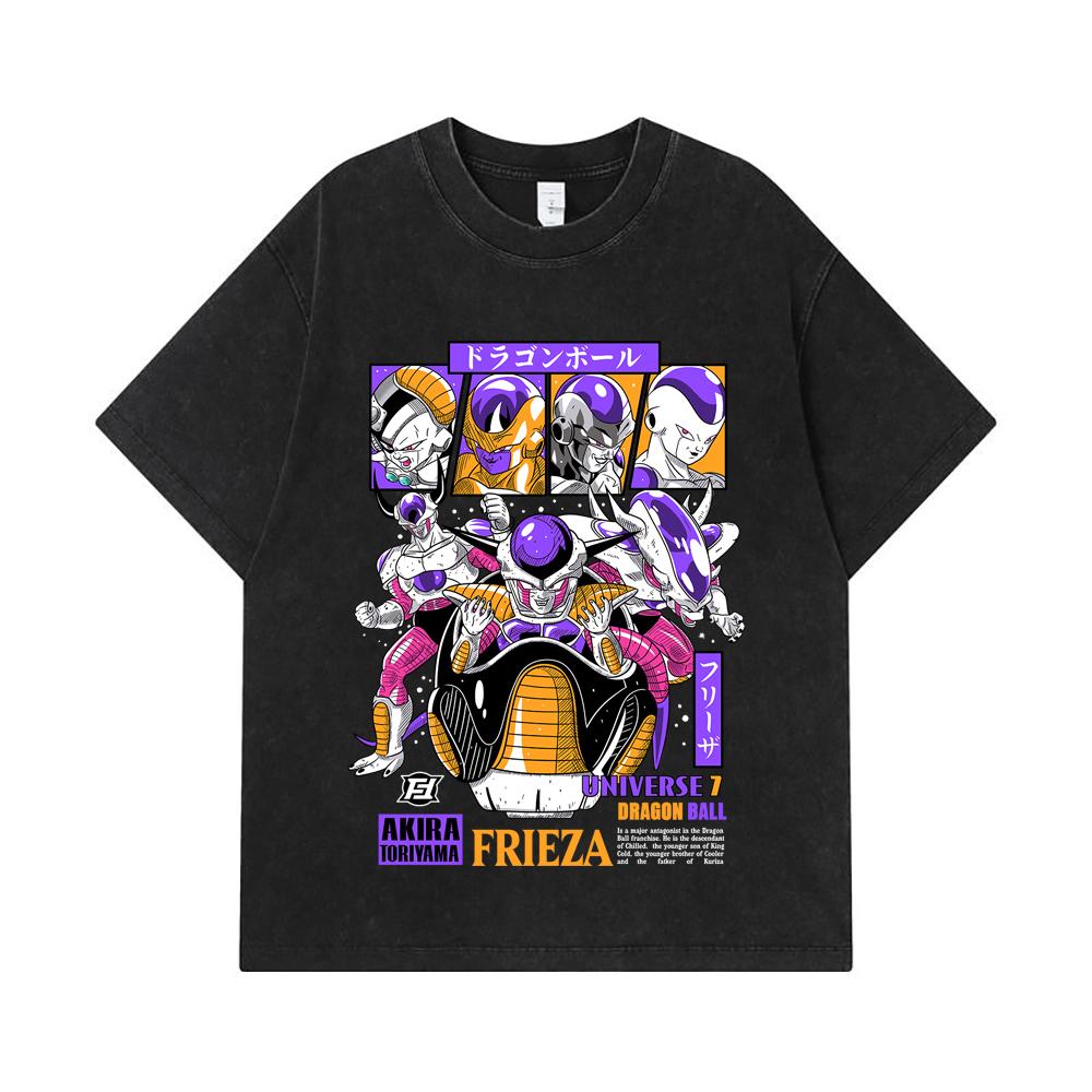 275 GSM Washed T-shirts 100% Cotton Dragon Ball V4 Freiza Print Unisex Heavy Cotton T Shirt