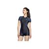 Li Ning Color Block Round Neck Pullover Short Sleeve Sports Swimsuit Women Swimsuit Black ASLT064-1