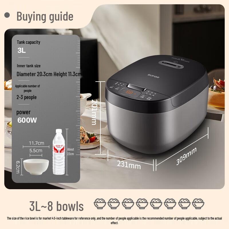 SUPOR Mini Electric Rice Cooker 3L CN plug (adapter included)