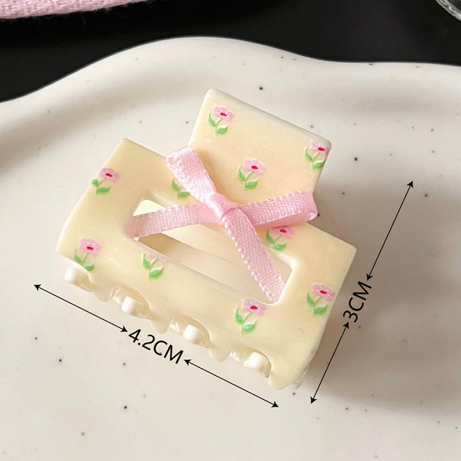 

Акриловый зажим-краб для волос во французском стиле, заколка для волос со сладким принтом в виде банта, для женщин и девочек, элегантный милый краб-зажим для волос, аксессуары для волос