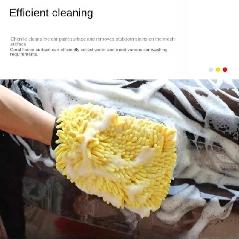 1PCS Car Wash Glove Coral Mitt Soft Anti-scratch for Car Wash Multifunction Thick Cleaning Glove Car Wax Detailing Brush