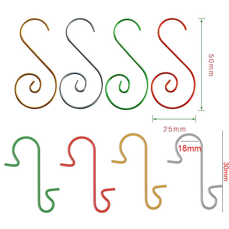 50/20Pcs Christmas S-shaped Hooks Xmas Tree Ball Hanging Pendant Clasp Holder Christmas Navidad Decorations New Year Ornaments