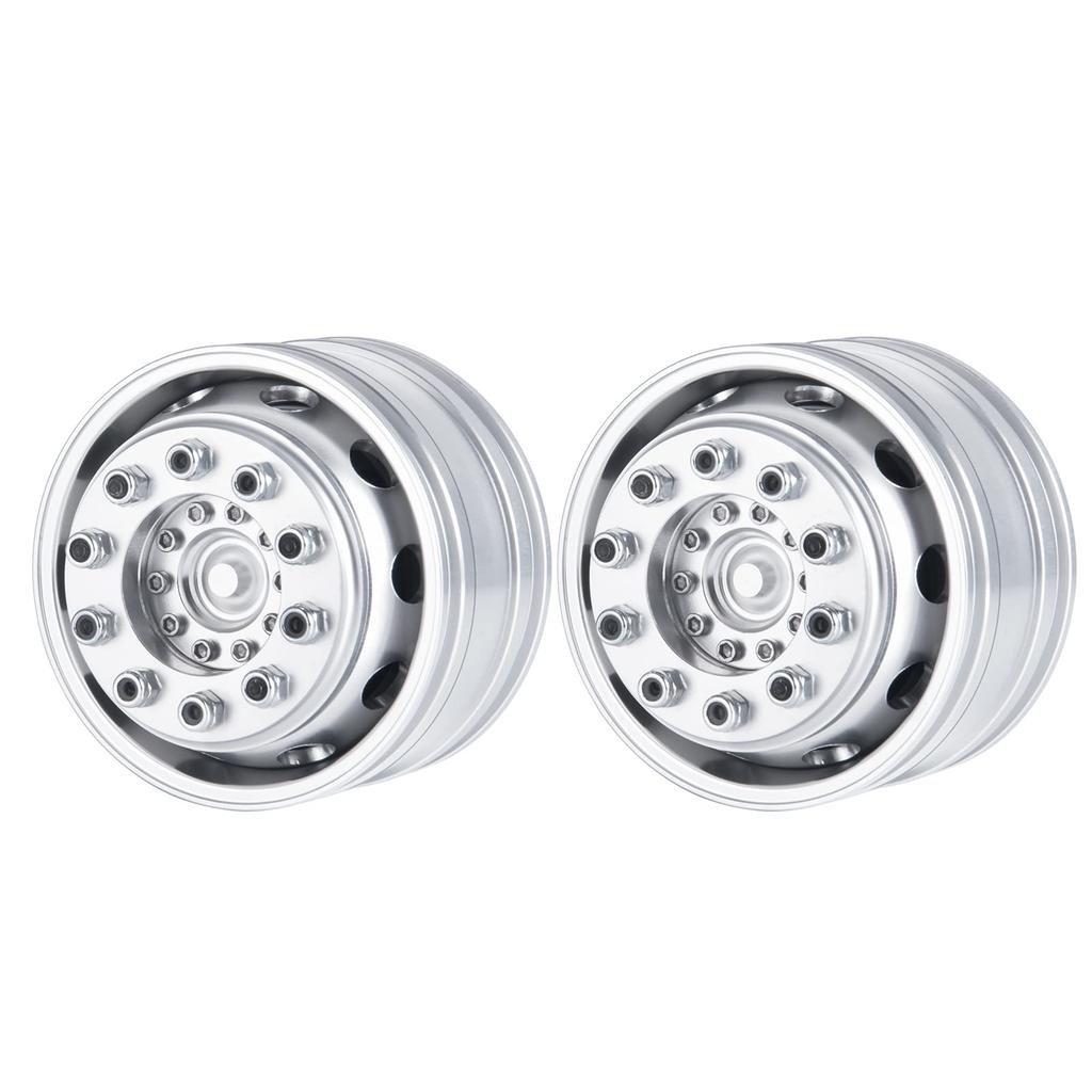 TRZX Aluminum Front Wheel Hub Rim Upgrade Parts for 1/14 Tamiya Trailer Tractor Truck RC Car (2 Pieces)