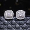 European Chic: Elegant Micro-set White Zirconia Square Hoop Stud Earrings