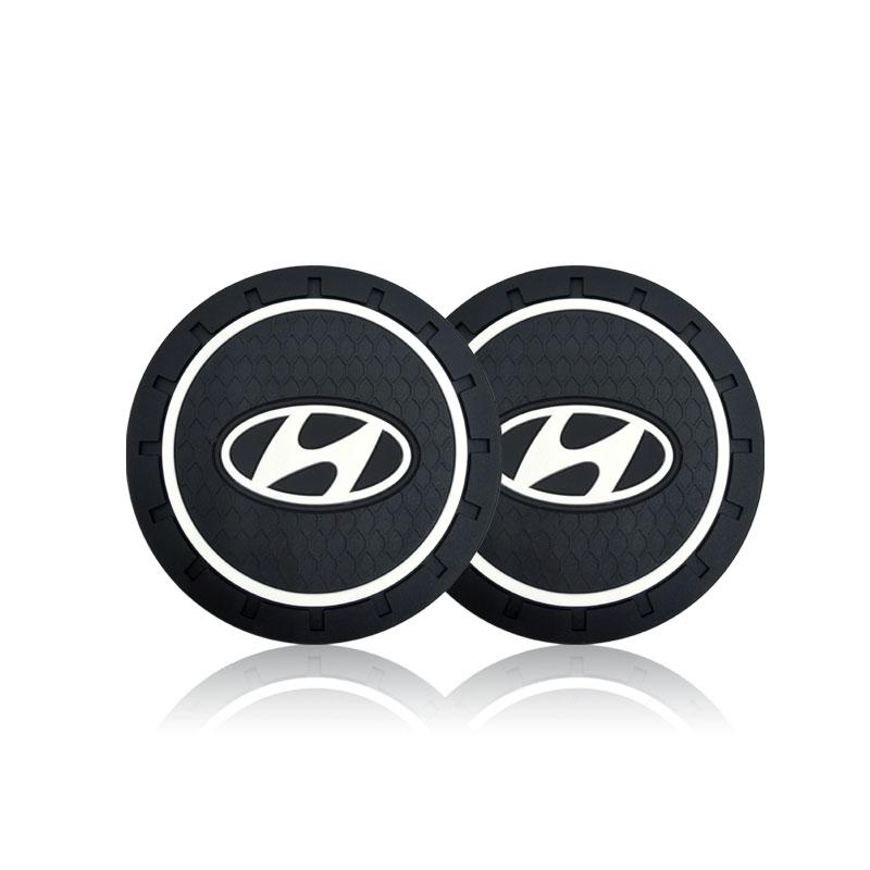 2Pcs Car Anti Slip Coaster Anti-noise Water Cup Pad Cushion Car Accessories For Hyundai Genesis I10 I20 I30 I40 IX20 IX35 IX25 Accent Azera Elantra