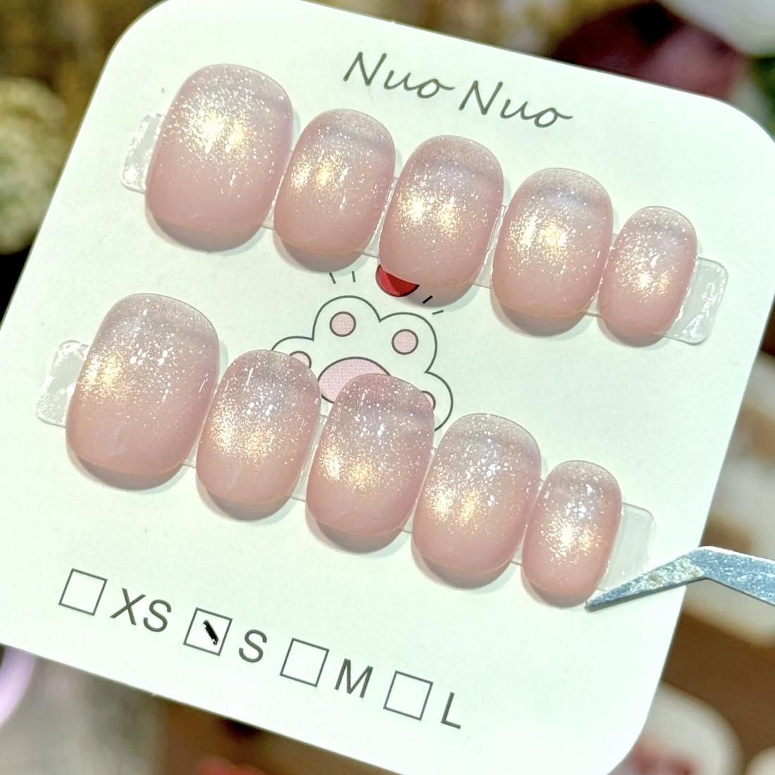 

Versatile Cat Eye Short Nails - Spring Clear Ins Style Art Patches