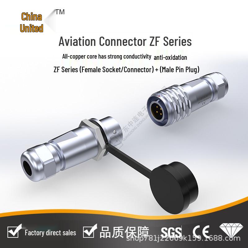 ZF Aviation 4-Core Round Waterproof Quick-Lock Copper Connector for Communication and Navigation