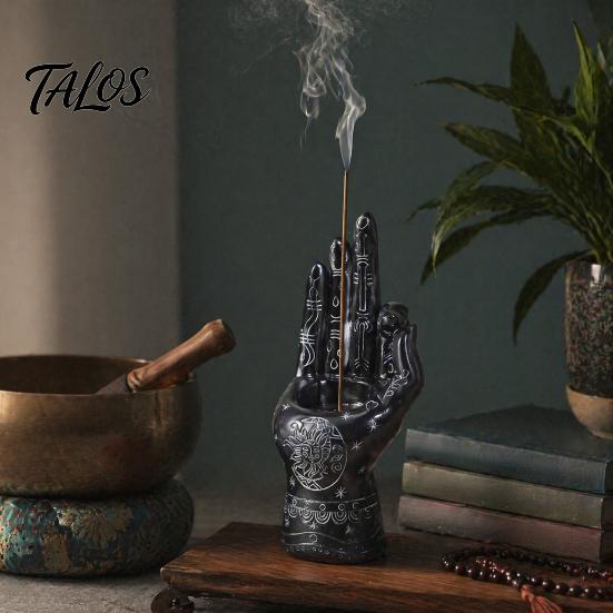 Durable Resin Palm Statue Palmistry Hand Incense Holder, Statue, Decorative Meditation Space Supplies Stick Ancient Mystical Sculpture for Home Table