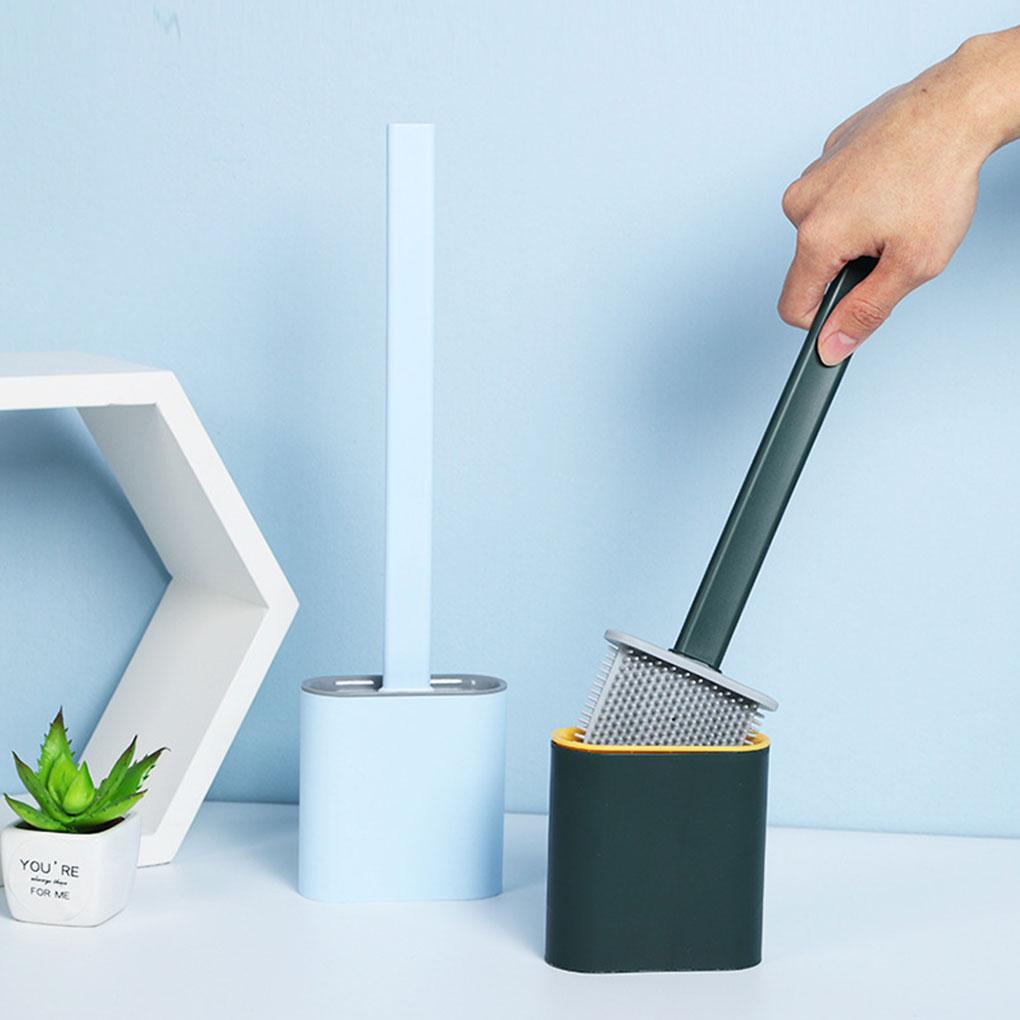 Household Toilet Cleaning Brush with Long Handle Toilet Brush with TPR Head Bathroom Cleaning Tool with Lid