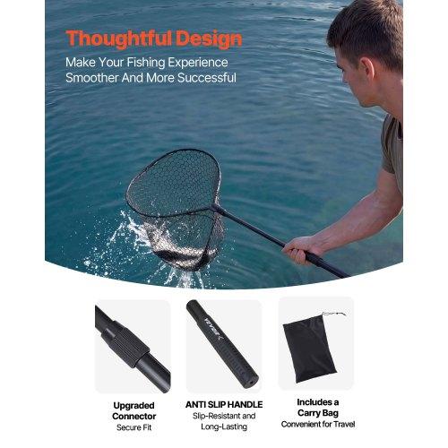 VEVOR Fishing Net, Foldable Landing Nets with Telescopic Handle, Portable Lightweight and Stronger 6063 Aluminum Fish Gear