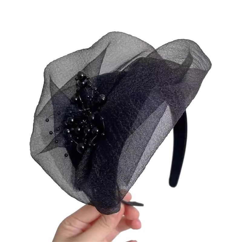 Dámská módní čepice turban z korálků Elegantní pokrývka hlavy večeře na čajový dýchánek