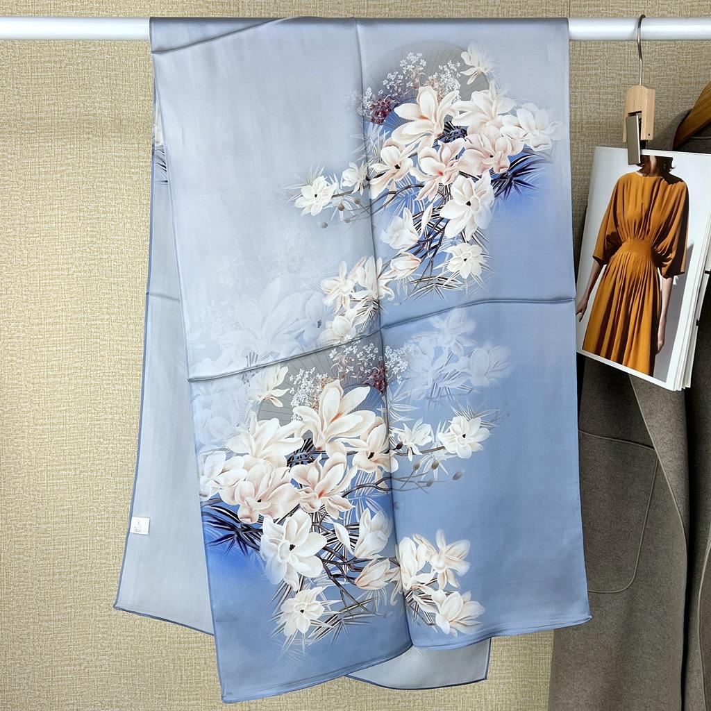 Hangzhou 100% Natural Real Silk Scarf for Women Bandana long Scarves Kerchief Hijab Neckerchiefl Wraps Echarpe Foulard Female