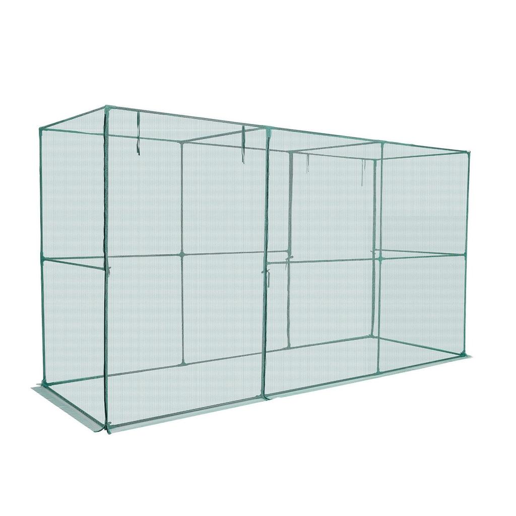 Crop Cage, 3.56 X 1.2 X 1.94 M Plant Protection Tent with Zippered Door, Wind-Resistant Tall Crop Cage, Easy To Install, Outdoor Raised Bed Cover,