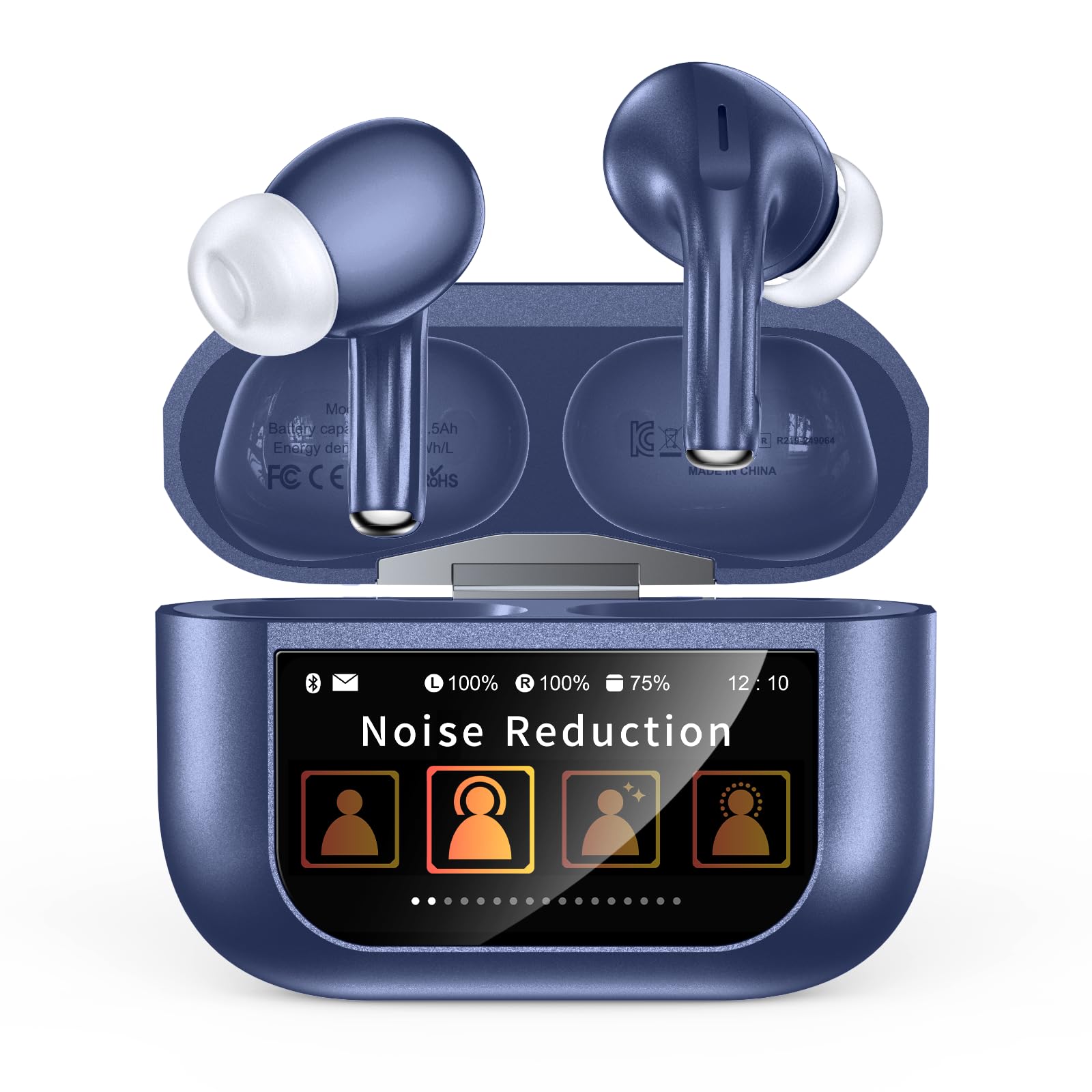 

Wireless Bluetooth Earbuds for 2025 Touchscreen with Bluetooth IPX7 Noise Up to 48 Hours of Automatic ENC HiFi Sound Compact and Compatible with and темно-синий