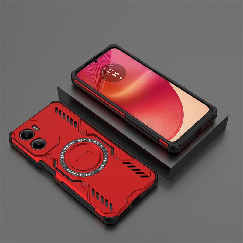 Für Motorola Moto E15 Hülle Für Moto E15 Stoßfest Magnetische Adsorption Kabelloses Laden Rückseite Für Moto E15 Hülle 6,67 Zoll