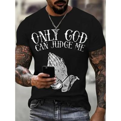 European Sizes Men's T-Shirt, Printed with , Casual Crew Neck, Short Sleeve, Summer Knitted Fabric Top, Regular Fit, - Versatile for Daily Wear