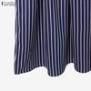 ZANZEA Women Splice Long Sleeve Blouse and Long Skirts Stripe Print Two Piece Sets