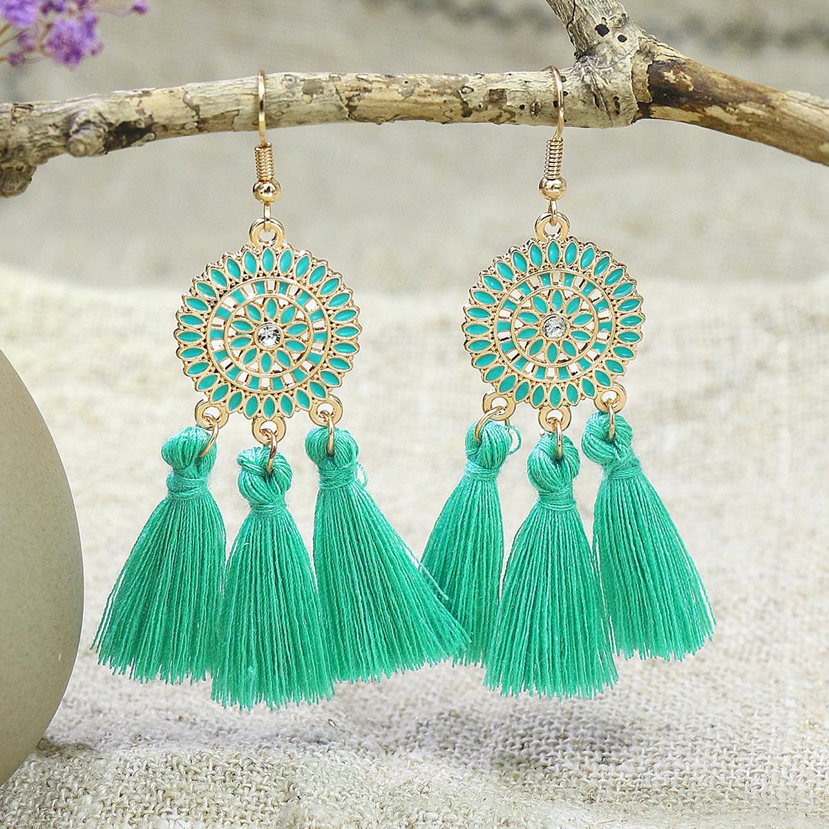 

Богемный набор серег золотого цвета для женщин и девушек, серьги-кисточки, серьги-подвески, Brincos, праздничные украшения, универсальный подарок