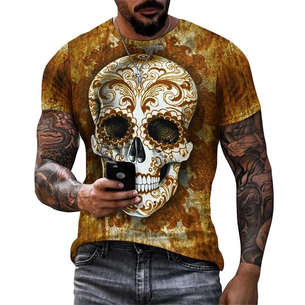 Mexican Skull Day of The Dead Graphic T Shirt for Men Womens Graffiti Clothing Horror Goth T-shirts Fashion Streetwear Tops Tees