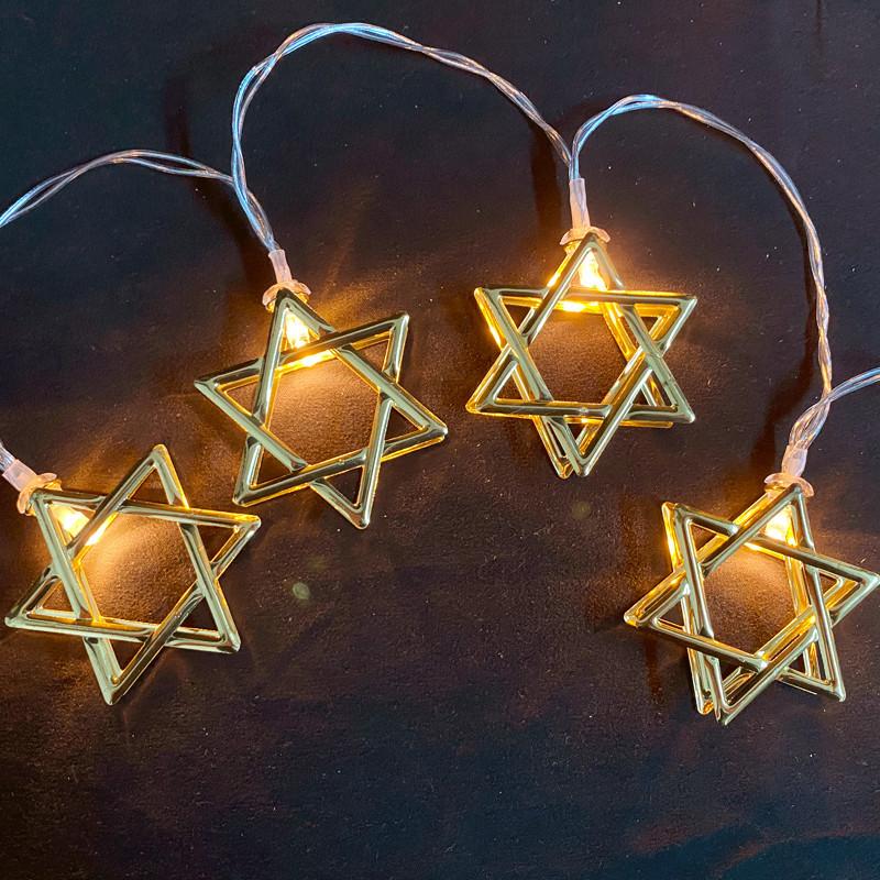 Star of David Fairy String Light Battery Powered Hexagram Magen Star for Jewish Judaism Hanukkah Chanukah Passover Shabbat Decor