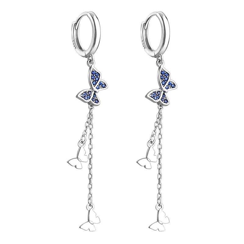 925 Silver Minimalist Diamond Effect Butterfly Hoop Earrings For Women Unisex Party Jewelry Gift