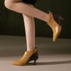 Women Pumps Fashion Leather Shoes Back Zipper Spring Autumn Short Ankle Boots Lady Patchwork Design Pointed Toe Booties WSH5043