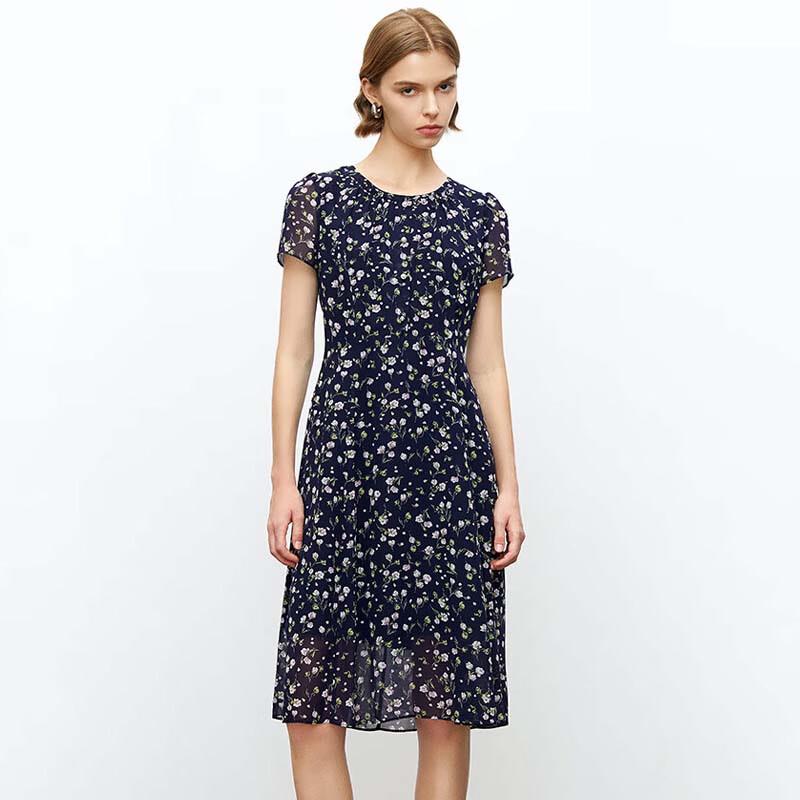 JESSIE Elegant Printed Short Sleeve Slim Dress