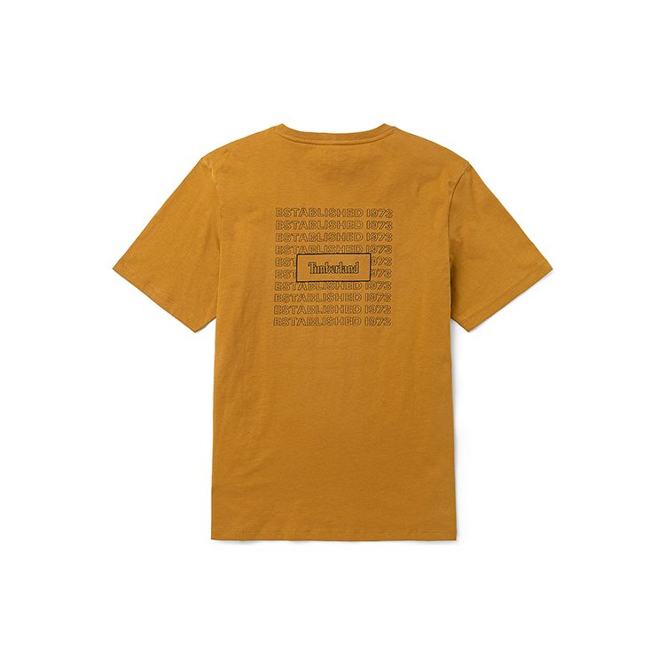 Timberland Logo Letter Print Casual Breathable Round Neck Short Sleeve T-Shirt Men Tops Wheat A27KS-P47