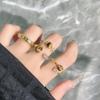 Autumn and Winter Advanced Sense Adjustable Index Finger Ring Niche Maillard Tiger's Eye Stone Gold Ring Women's Light Luxury Stacked Ring