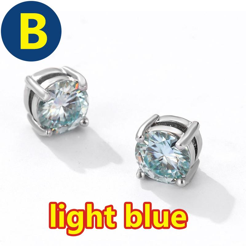 Moissanite Stud Earrings for Women Purple/Green Women Moissanite Stud Earrings No Ear Holes Women's Moissanite Magnet Earring