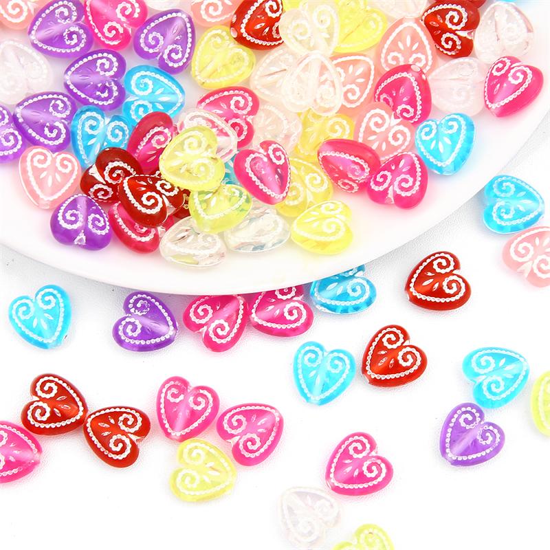 60 buc. margele de dragoste cu imprimare în relief acrilic pentru bricolaj, colier, brăţară, cercei, bijuterii, accesorii de artizanat
