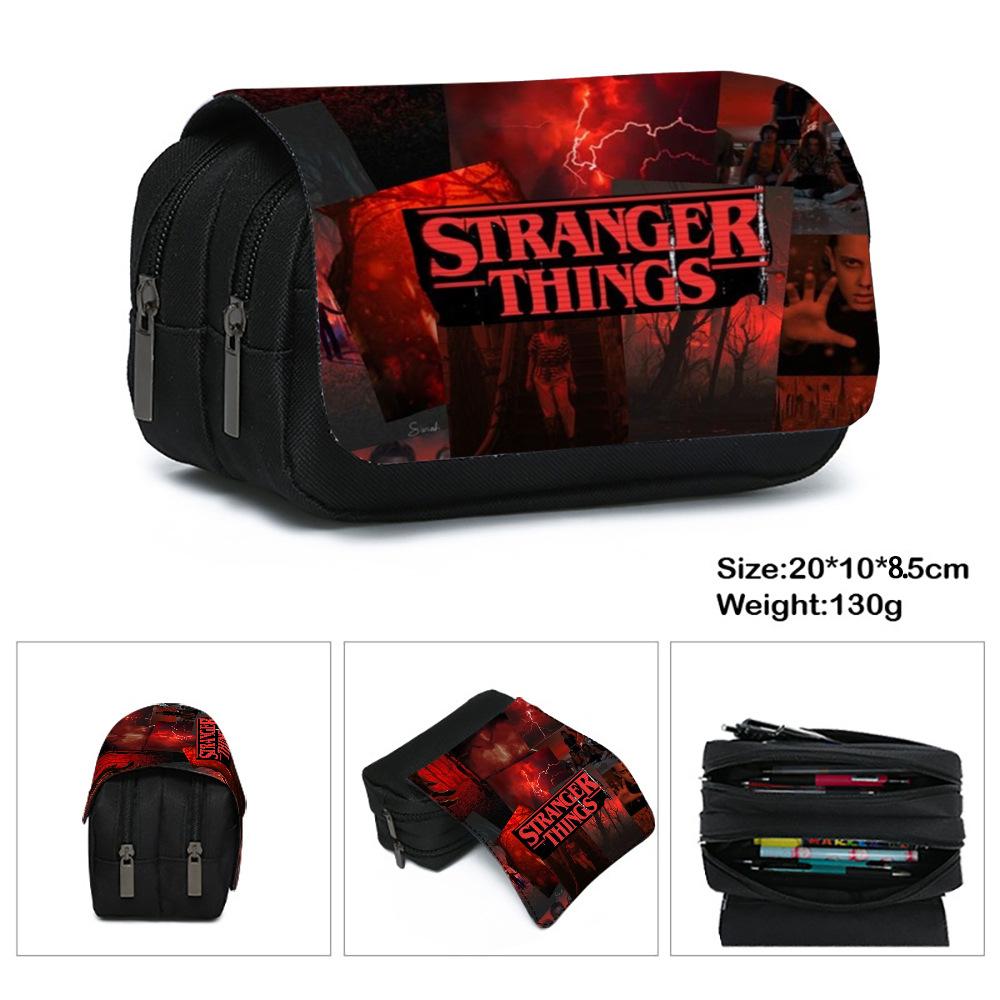 Stranger Things 5 Pencil Case, Large Capacity Multi-Layer Storage, Wear-Resistant Oxford Cloth Student Stationery Bag