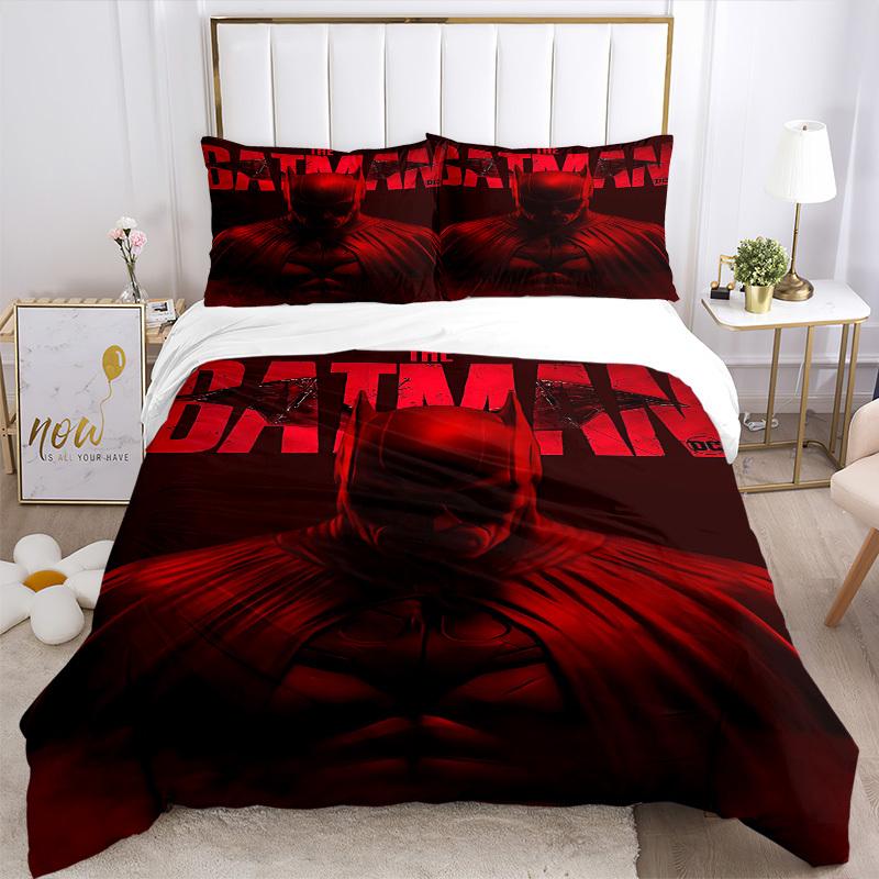 3pcs Batman Poster Bedding Set, Soft Polyester Duvet Cover and Pillowcases Machine Washable Seasons all suitable & Guest Room Decor297