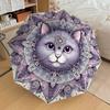 1PC Cat Mandala Umbrella-8-Rib Reinforced, Automatic Open, Lightweight & Durable, Cute Fashion Accessory for Outdoor-P2673