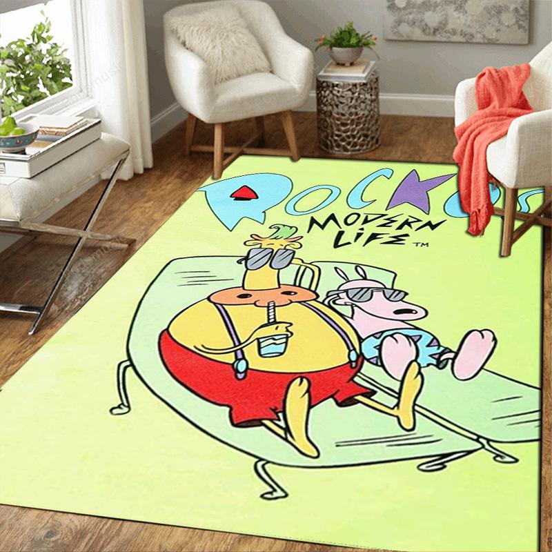 Rocko's Modern Life Rug Floor Mat for Living Room or Bedroom Soft and Comfortable Carpet a Gift for Birthday and Holiday.