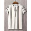 Men Letters Striped T Shirt Short Sleeve O-Neck TShirt Vintage Sport Casual Large Size T-Shirts Men’s