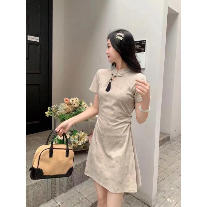 Elegant Petite Qipao Dress for Women - Summer 2026 Slimming National Trend