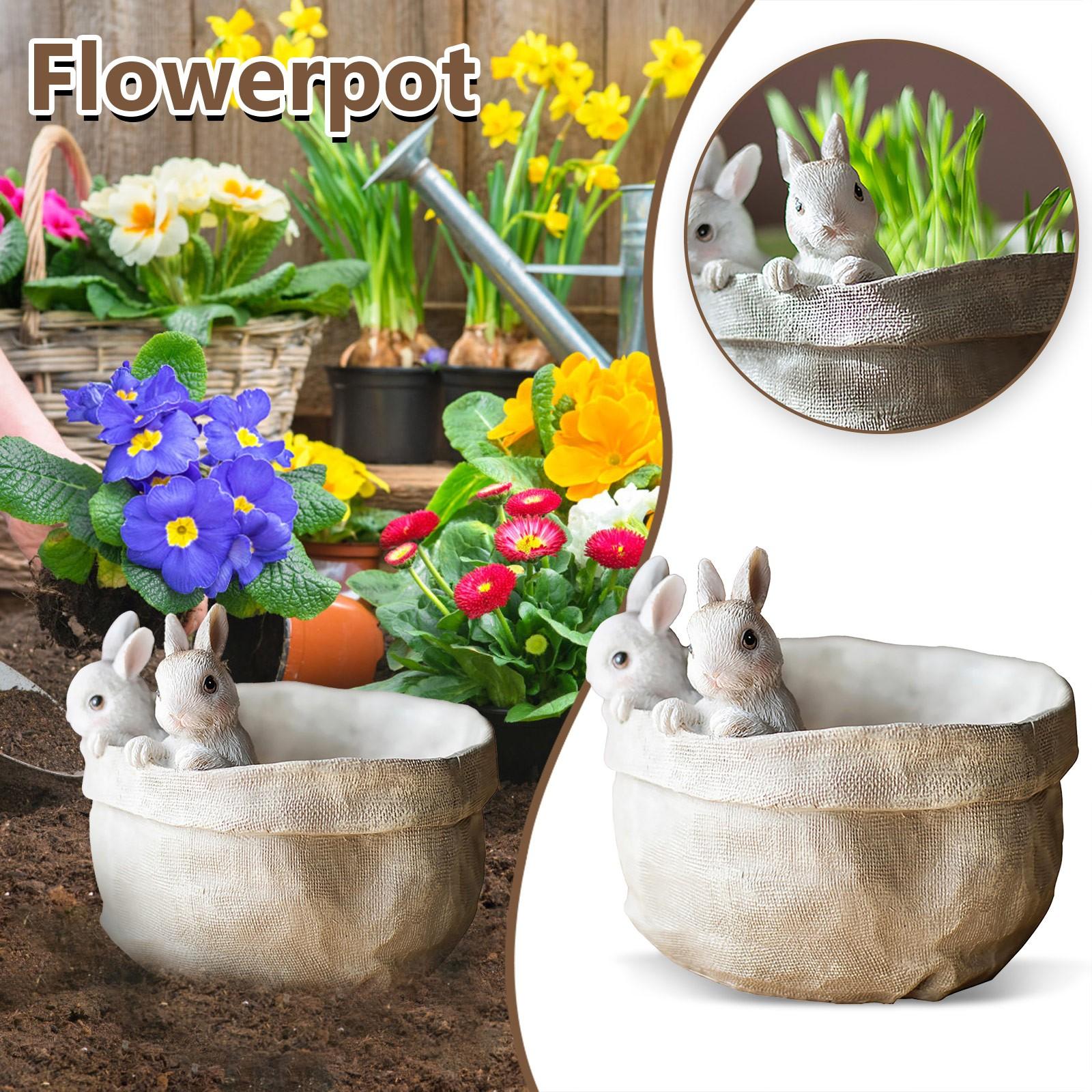 

Cute Pocket Rabbit Succulents Flower Pot Animal Shaped Flower Pot Resin Crafts Garden Decoration Ornaments