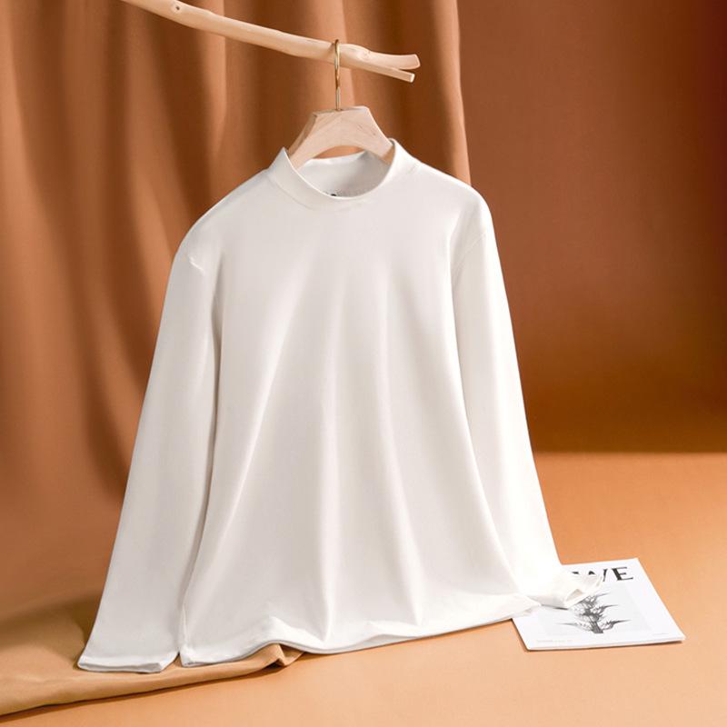 Women's Korean Style Double-Sided Velvet Long-Sleeve Turtleneck Top - Solid Color