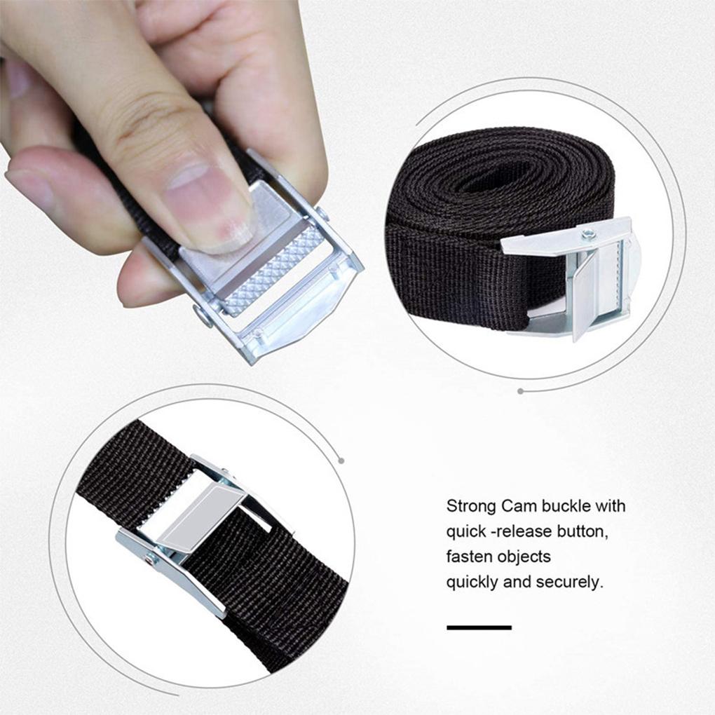4 Pieces Luggage Snaps-on Buckle Roof Tie Down Tidying Fastener Strap Lashing Binding Ratchet Belt Outdoor Travelling