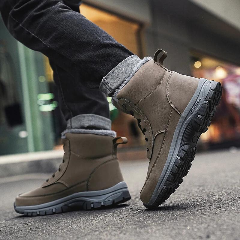 Men Boots 2024 New Winter Slippers Warm Men Shoes Waterproof Non-Slip Plush Sneakers Male Tenis Shoes Boots Men Sneakers Winter