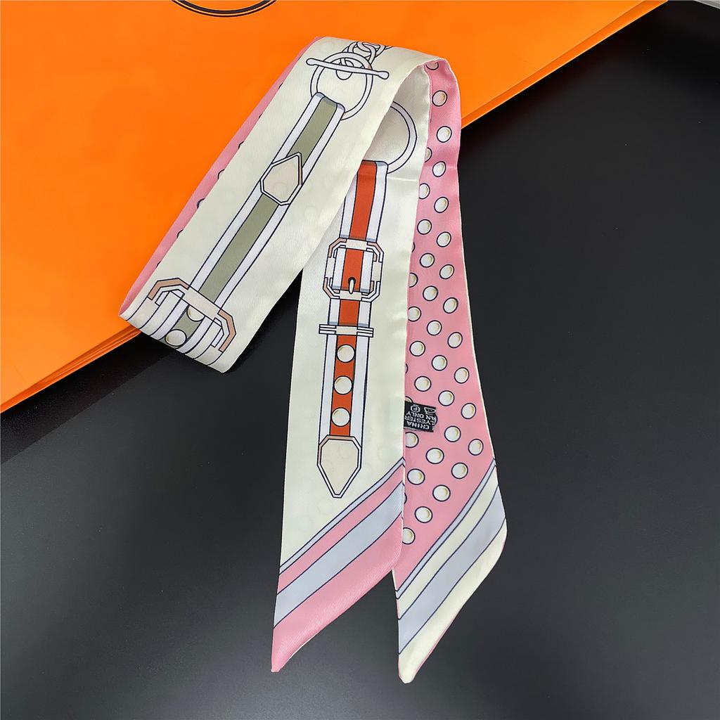 Women Scarf Luxury Chain Imitation Silk Scarf Fashion Hair Headband Foulard Skinny Bag Scarves Neckerchief Skinny