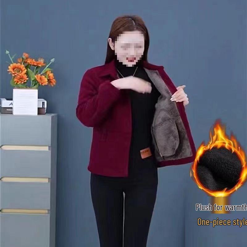 2025 New Style Corduroy Jacket for Middle-aged Women: Autumn/Winter Long Sleeve Versatile Top