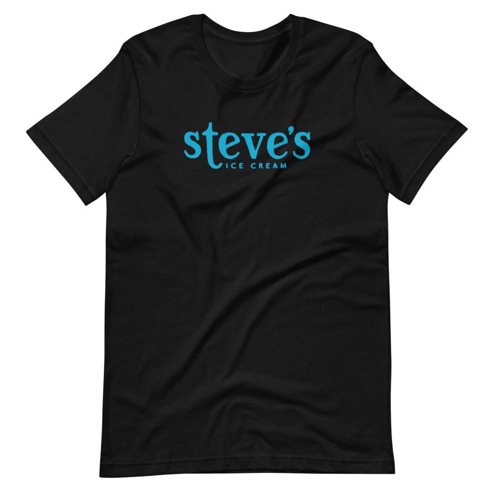 

STEVE S ICE CREAM Black Tee Shirt Short-Sleeve Unisex 100% Cotton T-shirt Mens Tees Top M
